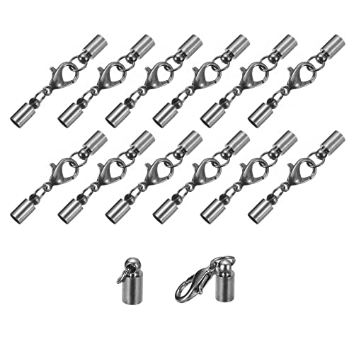 sourcing map 20 Stück Kettenverschluss 4mm Endkappen mit Hummerverschluss Klammern Endkappen Schmuck Verschluss für DIY Schmuckherstellung Leder Armbänder Selber Machen Metallisch Schwarz von sourcing map