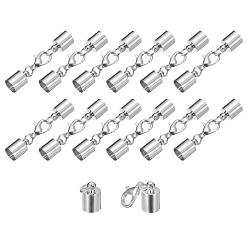 sourcing map 20Set 7mm Leder Kordel Endkappen mit Hummerverschluss Klammern Zylinder Endstücke für Heimwerker Herstellung Leder Armbänder Rhodium Ton sourcing map 20Set 7mm Leder Kordel Endkappen mit Hummerverschluss Klammern Zylinder Endstücke für Heimwerker Herstellung Leder Armbänder Rhodium Ton von sourcing map