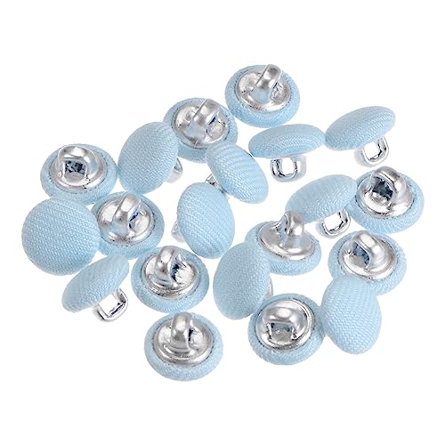sourcing map 20 Stück 10 mm Knöpfe Blau mit Stoffüberzug Vintage Stoffknöpfe Bezogen Nähknöpfe Runde Retro Bastelknöpfe Metallschaft für Mantel Strickjacke Anzüge Kleider Blusen von sourcing map