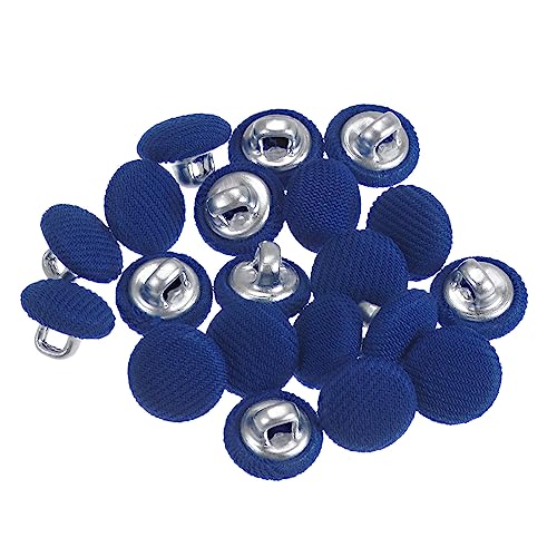 sourcing map 20 Stück 10 mm Knöpfe Tiefblau mit Stoffüberzug Vintage Stoffknöpfe Bezogen Nähknöpfe Runde Retro Bastelknöpfe Metallschaft für Mantel Strickjacke Anzüge Kleider Blusen von sourcing map