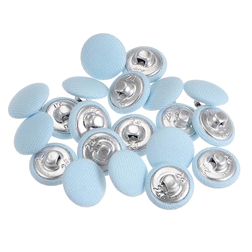 sourcing map 20 Stück 15 mm Knöpfe Blau mit Stoffüberzug Vintage Stoffknöpfe Bezogen Nähknöpfe Runde Retro Bastelknöpfe Metallschaft für Mantel Strickjacke Anzüge Kleider Blusen von sourcing map
