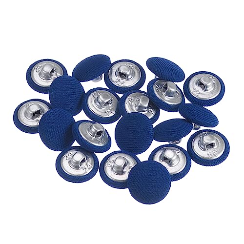 sourcing map 20 Stück 15 mm Knöpfe Tiefblau mit Stoffüberzug Vintage Stoffknöpfe Bezogen Nähknöpfe Runde Retro Bastelknöpfe Metallschaft für Mantel Strickjacke Anzüge Kleider Blusen von sourcing map