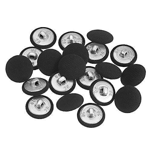 sourcing map 20 Stück 18 mm Knöpfe Schwarz mit Stoffüberzug Vintage Stoffknöpfe Bezogen Nähknöpfe Runde Retro Bastelknöpfe Metallschaft für Mantel Strickjacke Anzüge Kleider Blusen von sourcing map