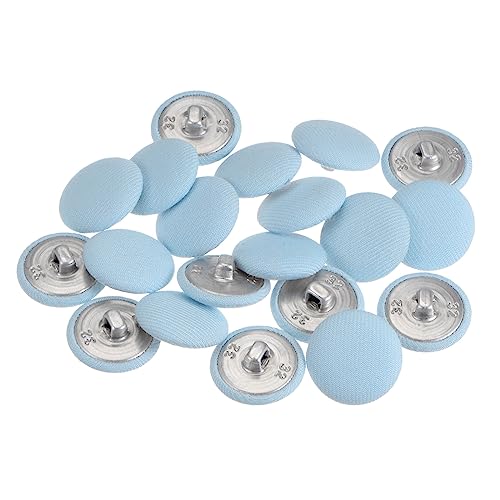 sourcing map 20 Stück 20 mm Knöpfe Blau mit Stoffüberzug Vintage Stoffknöpfe Bezogen Nähknöpfe Runde Retro Bastelknöpfe Metallschaft für Mantel Strickjacke Anzüge Kleider Blusen von sourcing map