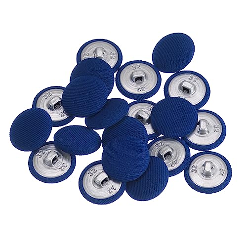 sourcing map 20 Stück 20 mm Knöpfe Tiefblau mit Stoffüberzug Vintage Stoffknöpfe Bezogen Nähknöpfe Runde Retro Bastelknöpfe Metallschaft für Mantel Strickjacke Anzüge Kleider Blusen von sourcing map