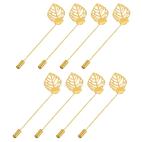 sourcing map 20Stk Blatt Brosche Stifte 3.3" Metall Ablage Stick Reversnadel Lang Nadel Klammern für Frauen Männer Ausweis Schal Hut Goldton von sourcing map