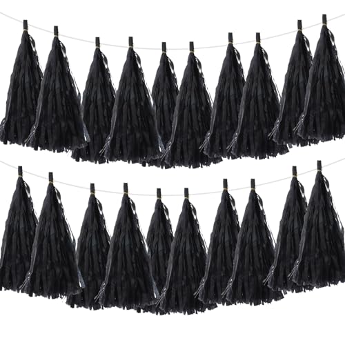 sourcing map 20Stk Schwarz Quaste Girlande Banner mit Seil Seidenpapier Quasten Party Troddeln Basteln Kit für Hochzeit Geburtstag Party Dekoration sourcing map 20Stk Schwarz Quaste Girlande Banner mit Seil Seidenpapier Quasten Party Troddeln Basteln Kit für Hochzeit Geburtstag Party Dekoration von sourcing map