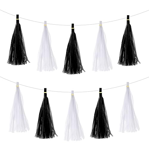 sourcing map 20Stk Schwarz Weiß Quaste Girlande Banner mit Seil Seidenpapier Quasten Party Quasten Bastel Set für Hochzeit Geburtstag Party Deko sourcing map 20Stk Schwarz Weiß Quaste Girlande Banner mit Seil Seidenpapier Quasten Party Quasten Bastel Set für Hochzeit Geburtstag Party Deko von sourcing map