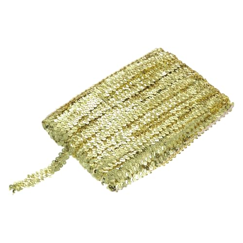 sourcing map 22,7 m Elastisches Pailletten-Besatz, flach, Pailletten-Streifen, Pailletten-Stoffband für Basteln, DIY, Fransen, Nähen, Goldton von sourcing map