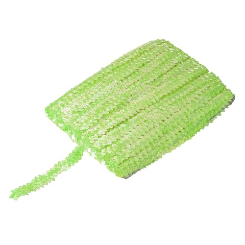 sourcing map 22,7 m Elastisches Pailletten-Besatz, flach, Pailletten-Streifen, Pailletten-Stoffband für Handwerk, DIY, Fransen, Nähen, Grün, Gelb, 22,7 m von sourcing map