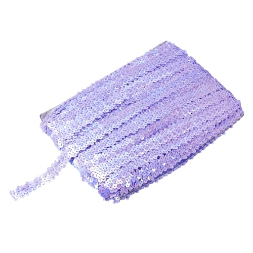 sourcing map 22,7 m Elastisches Pailletten-Besatz, flach, Pailletten-Streifen, Pailletten-Stoffband für Handwerk, DIY, Fransen, Nähen, Hellviolett von sourcing map