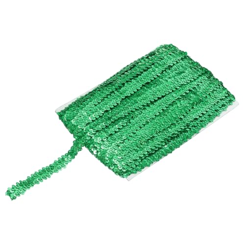 sourcing map 22,7 m Elastisches Pailletten-Besatz, flach, Pailletten-Streifen, Pailletten-Stoffband für Handwerk, DIY, Fransen, Nähen, Lasergrün von sourcing map