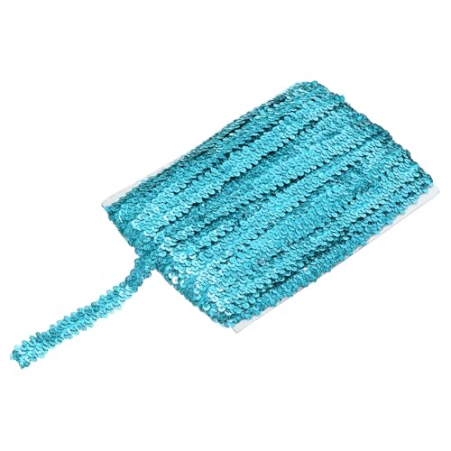 sourcing map 22,7 m Elastisches Pailletten-Besatz, flach, Pailletten-Streifen, Pailletten-Stoffband für Handwerk, DIY, Fransen, Nähen, Lasertürkis von sourcing map