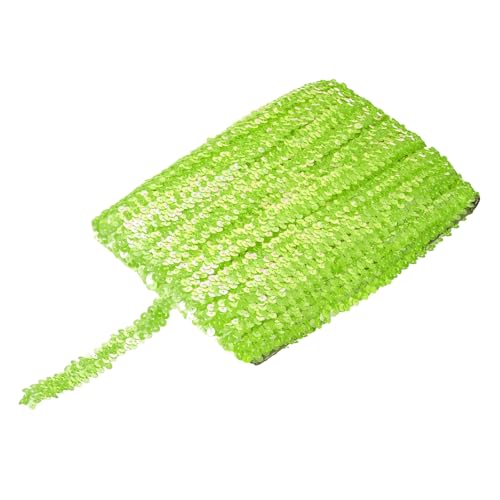 sourcing map 22,7 m Elastisches Pailletten-Besatz, flach, Pailletten-Streifen, Pailletten-Stoffband für Handwerk, DIY, Fransen, Nähen, fluoreszierendes Grün von sourcing map