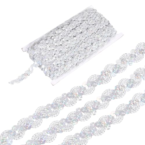 sourcing map 22 Yard Pailletten Perlen Spitzenbesatz 1,5 cm Wellen-Paillettenborte Zierleiste Paillettenband für Handwerk, Verzierungen, DIY Nähen Kostüm, Bling Silber sourcing map 22 Yard Pailletten Perlen Spitzenbesatz 1,5 cm Wellen-Paillettenborte Zierleiste Paillettenband für Handwerk, Verzierungen, DIY Nähen Kostüm, Bling Silber von sourcing map