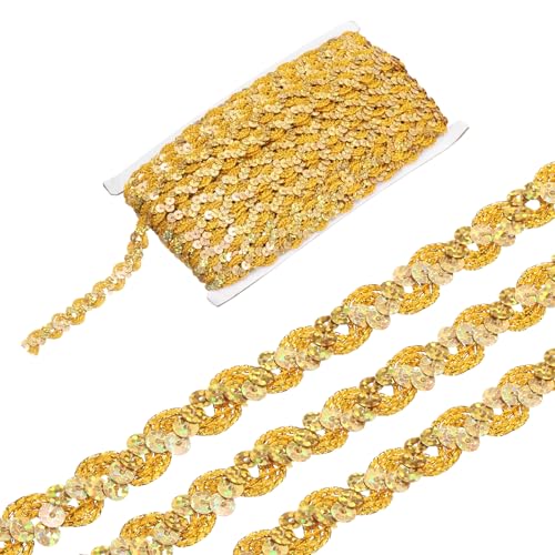 sourcing map 22 Yard Pailletten Perlen Spitzenborte 1,5 cm Wellen-Paillettenborte Zierleiste Paillettenband für Handwerk, Verzierungen, DIY Nähen Kostüm, Bling Gold sourcing map 22 Yard Pailletten Perlen Spitzenborte 1,5 cm Wellen-Paillettenborte Zierleiste Paillettenband für Handwerk, Verzierungen, DIY Nähen Kostüm, Bling Gold von sourcing map