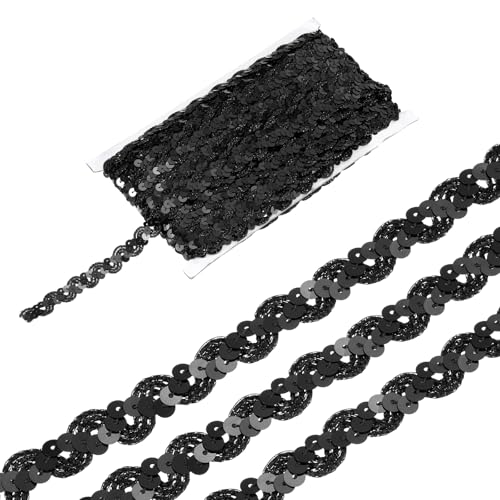 sourcing map 22 Yard Pailletten Perlen Spitzenborte 1,5 cm Wellen-Paillettenborte Zierleiste Paillettenband für Handwerk, Verzierungen, DIY Nähen Kostüm, Schwarz sourcing map 22 Yard Pailletten Perlen Spitzenborte 1,5 cm Wellen-Paillettenborte Zierleiste Paillettenband für Handwerk, Verzierungen, DIY Nähen Kostüm, Schwarz von sourcing map