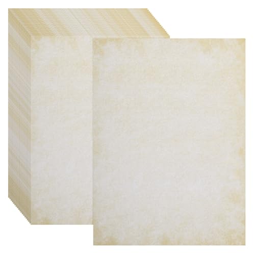 sourcing map 24 Blatt Vintage-Baumwollpapier, Druckerkante, dick, 120 g/m², klassische gealterte Karte für Briefschreiben, Einladungen, Hochzeiten, 20,3 x 27,9 cm, Hellgelb sourcing map 24 Blatt Vintage-Baumwollpapier, Druckerkante, dick, 120 g/m², klassische gealterte Karte für Briefschreiben, Einladungen, Hochzeiten, 20,3 x 27,9 cm, Hellgelb von sourcing map