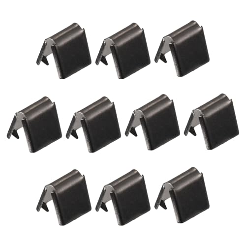 sourcing map 24 Stück Gürtelschnallen-Endspitzen, 8 mm/ 0,31 Zoll Band-Crimp-Verschlüsse für Leder, Gurtband, DIY-Bastelarbeiten, Metallic-Schwarz von sourcing map