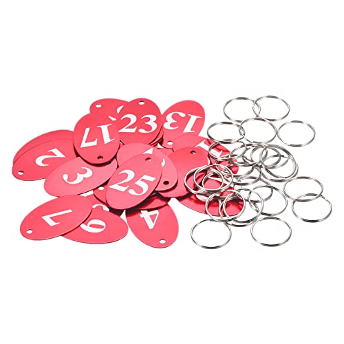 sourcing map 25 Stück Ovale Nummern Schilder Schlüssel Anhänger mit Ring, 1-25 nummeriert Rot Aluminium ID Tag zum Codieren, Dekorieren sourcing map 25 Stück Ovale Nummern Schilder Schlüssel Anhänger mit Ring, 1-25 nummeriert Rot Aluminium ID Tag zum Codieren, Dekorieren von sourcing map