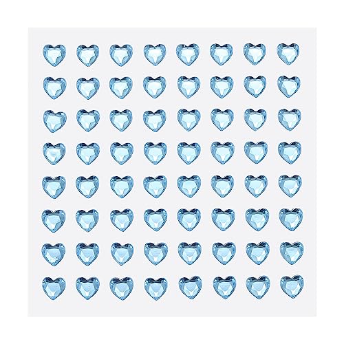 sourcing map 256Stk Herz Strass 6mm Selbstklebende Edelsteine Aufkleber Schmuck Sticker für Valentinstag Kosmetik Kunst und Handwerk Basteln Schmuck Herstellung Hell Blau von sourcing map