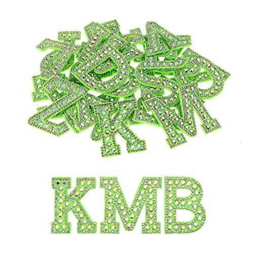 sourcing map 26 Stück Aufnäher zum Aufbügeln A-Z Grün Glitzer Alphabet Applikation Strass Englisch Buchstabe für DIY Kleidung Reparatur Hüte Taschen von sourcing map