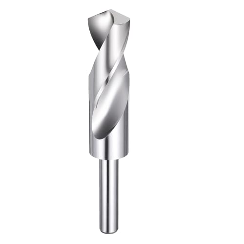 sourcing map 26 mm Bohrer, 1,27 cm, reduzierter Schaft, rund, 4241 Hochgeschwindigkeitsstahl, unbeschichtet (hell), 118°-Standardspitze für Kunststoff, Holz, Kupfer, Aluminium, Eisen, mittelweiches von sourcing map