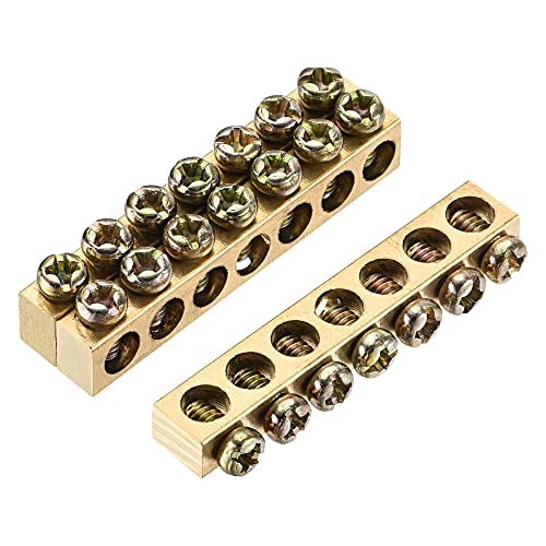 sourcing map 3 Stk. Klemmen Erdungsschiene Schraubblock Barriere Messing 7 Positionen 46 mm x 5.5 mm x 7.5 mm für Stromverteilung von sourcing map