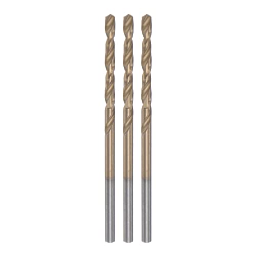 sourcing map 3 Stück HSS Bohrer Set, Spiralbohrer 2.1mm Titanium Beschichtet (HSS-E) M42 Schnellstahl mit 8% Kobaltgehalt Gerade Schaft für Edelstahl, Alulegierung, Metall von sourcing map