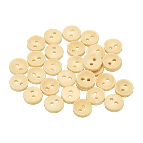 sourcing map 30 Stück 18 l Holzknöpfe zum Nähen, 11,5 mm, 2 Löcher, runde Ersatzknöpfe für Kleidung, DIY, Basteln, Dekoration, Naturholz von sourcing map