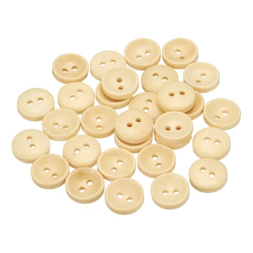 sourcing map 30 Stück 20 l Holzknöpfe zum Nähen, 12,5 mm, 2 Löcher, runde Ersatzknöpfe für Kleidung, DIY, Handwerk, Dekoration, Naturholz von sourcing map