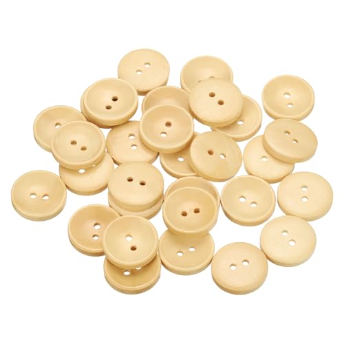 sourcing map 30 Stück 32L Holzknöpfe zum Nähen, 20 mm, 2 Löcher, runde Ersatzknöpfe für Kleidung, DIY, Basteln, Dekoration, Naturholz von sourcing map