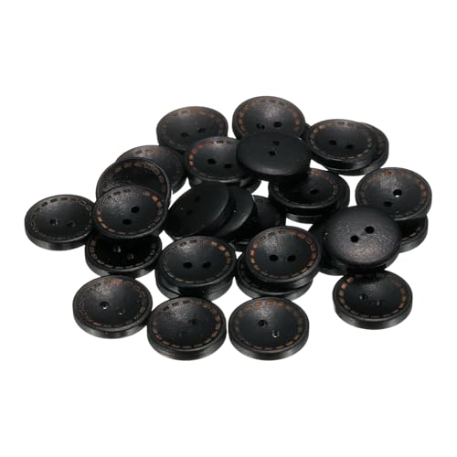 sourcing map 30 Stück 32L Holzknöpfe zum Nähen, 20 mm, 2 Löcher, runde Ersatzknöpfe zum Nähen, Kleidung, Kissen, Basteln, Dekoration, Schwarz von sourcing map