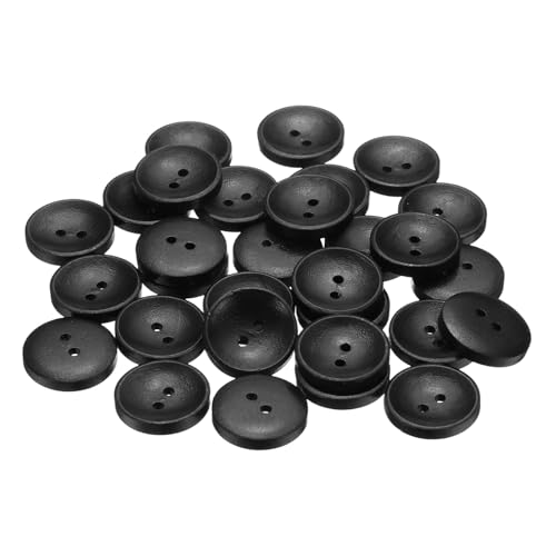 sourcing map 30 Stück 32L Holzknöpfe zum Nähen, 20 mm, 2 Löcher, runde Holzknöpfe für Kleidung, DIY, Basteln, Dekoration, Schwarz von sourcing map