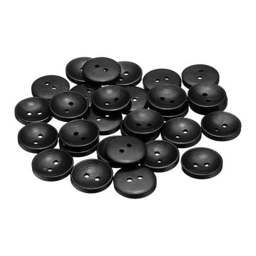 sourcing map 30 Stück 36L Holzknöpfe zum Nähen, 23 mm, 2 Löcher, rund, für Kleidung, DIY, Basteln, Dekoration, Schwarz von sourcing map