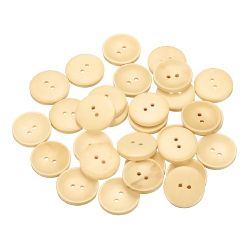 sourcing map 30 Stück 40 l Holzknöpfe zum Nähen, 25 mm, 2 Löcher, rund, für Kleidung, DIY, Basteln, Dekoration, Naturholz von sourcing map