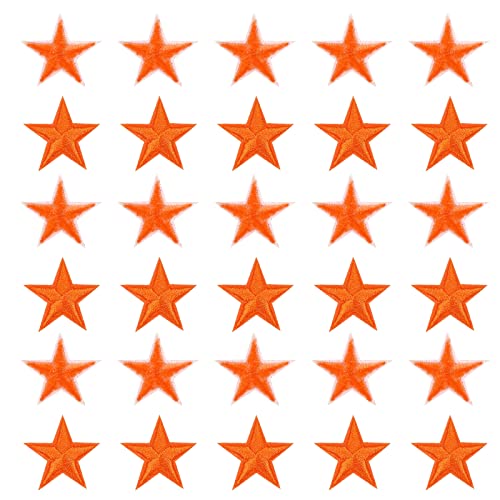 sourcing map 30 Stück Kleine 5 Sterne Eisen auf Patches Gestickte Nähpatches Applikationen Kleidungsstücke Verzierungen für Kleidung Reparatur Rucksack Schuhe Dekoration Orange von sourcing map