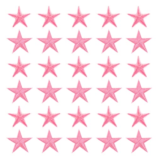 sourcing map 30 Stück Kleine 5 Sterne Eisen auf Patches Gestickte Nähpatches Applikationen Kleidungsstücke Verzierungen für Kleidung Reparatur Rucksack Schuhe Dekoration Rosa von sourcing map