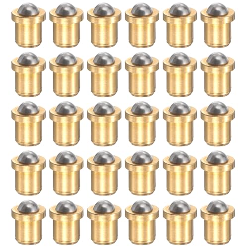 sourcing map 30 Stück Kugelspitzen-Federstößel, 2 x 3 mm, Messing, Präzisionspositionierungsperlen, Kugelfederstößel, Kugelschnäpper für Tür, Schrank, mechanische Geräte, Klemmen, Möbel von sourcing map