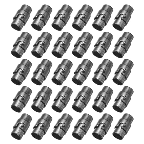 sourcing map 30 Stück Magnetverschlüsse, 0,7 cm Lederschnur-Endkappen, magnetische Armbandverschlüsse und Verschlüsse für Schmuckherstellung, DIY-Armbandverschlüsse, Schwarz von sourcing map