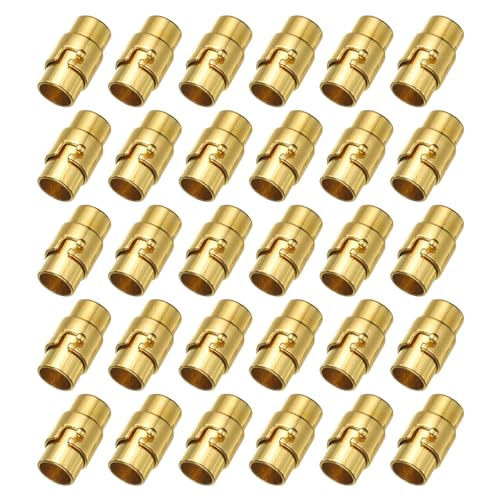 sourcing map 30 Stück Magnetverschlüsse, 0,7 cm Lederschnur-Endkappen, magnetische Armbandverschlüsse und Verschlüsse für Schmuckherstellung, DIY-Armbandverschlüsse, goldfarben von sourcing map