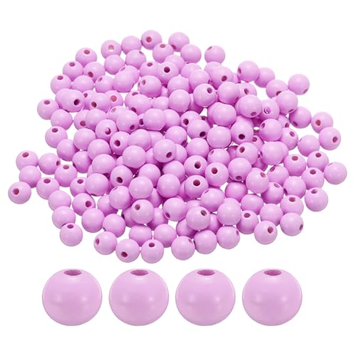 sourcing map 300 Stück 12 mm hellviolette Holzperlen, 3,3 mm großes Loch, runde Holzperlen für Schmuckherstellung, Halsketten, Armbänder, Basteln, Makramee, handgefertigte Dekorationen von sourcing map