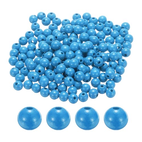 sourcing map 300 Stück 12 mm himmelblaue Holzperlen, 3,3 mm großes Loch, runde Holzperlen für Schmuckherstellung, Halsketten, Armbänder, Basteln, Makramee, handgefertigte Dekorationen von sourcing map