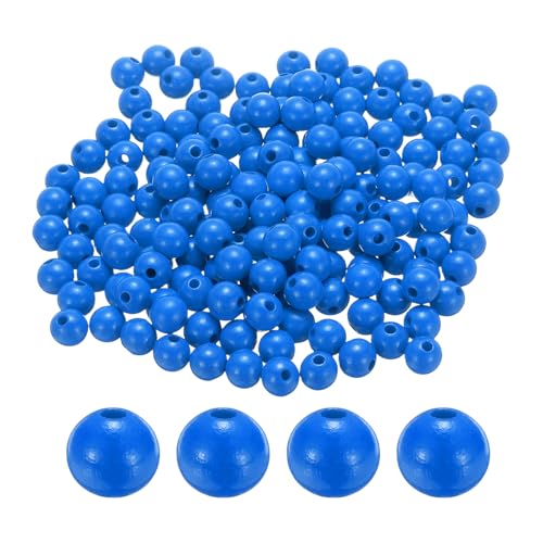 sourcing map 300 Stück 12 mm tiefblaue Holzperlen, 3,3 mm großes Loch, runde Holzperlen für Schmuckherstellung, Halsketten, Armbänder, Basteln, Makramee, handgefertigte Dekorationen von sourcing map