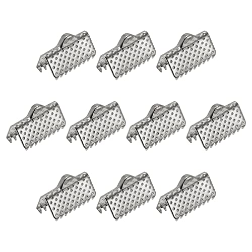 sourcing map 300 Stück Band Crimp Klemme Enden 10mm Lesezeichen Schnur Ende Verschlüsse für DIY Basteln Silber Weiß von sourcing map