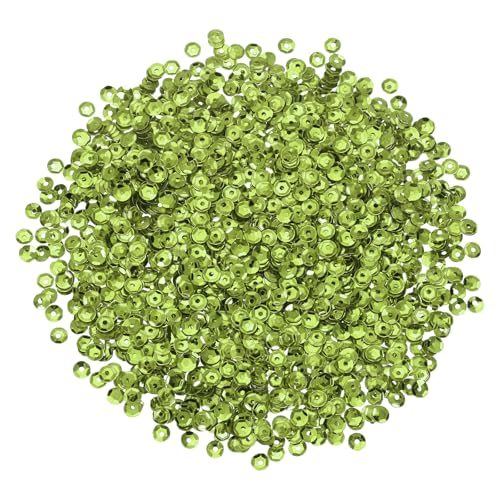 sourcing map 3000 Stück lose Pailletten, 4 mm, runde lose Pailletten, schillernde Pailletten, Regenbogen-Großpackung mit Löchern, 20 g, zum Nähen, Sticken, Kleidung, Basteln, Dekorationen, Hellgrün von sourcing map