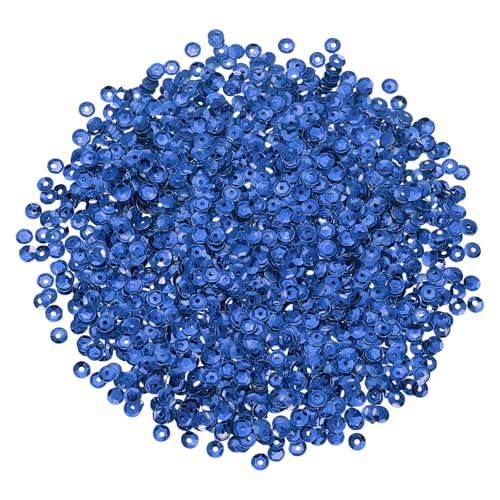 sourcing map 3000 Stück lose Pailletten, 4 mm, runde lose Pailletten, schillernde Pailletten, Regenbogen-Großpackung mit Löchern, 20 g, zum Nähen, Sticken, Kleidung, Basteln, Dekorationen, Dunkelblau von sourcing map