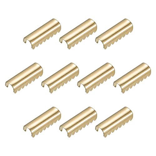 sourcing map 300Stk Umklappen Crimp Ende Kappen 0.49" Bändchen Crimpende Schmuck Herstellung Fundstücke für Leder Dekoration DIY Zubehör Gold Ton von sourcing map