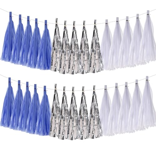 sourcing map 30Stk Dunkel Blau Weiß Silber Quaste Girlande Banner mit Seil Seidenpapier Quasten Party Quasten Bastel Set für Hochzeit Geburtstag Party Deko sourcing map 30Stk Dunkel Blau Weiß Silber Quaste Girlande Banner mit Seil Seidenpapier Quasten Party Quasten Bastel Set für Hochzeit Geburtstag Party Deko von sourcing map