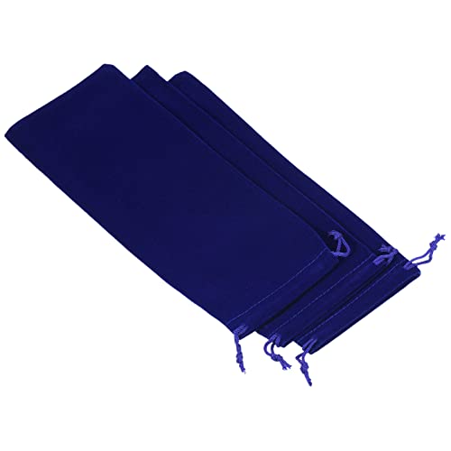 sourcing map 3Stk Mikrofaser Beutel Weiche Lagerung Kordelzug für Gläser 25x10cm Dunkelblau von sourcing map